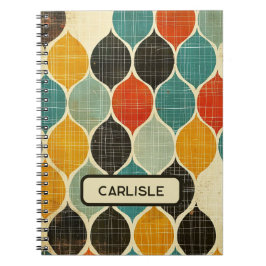Caderno Espiral Turquesa Moderna do Século Médio Retro Turquesa Br