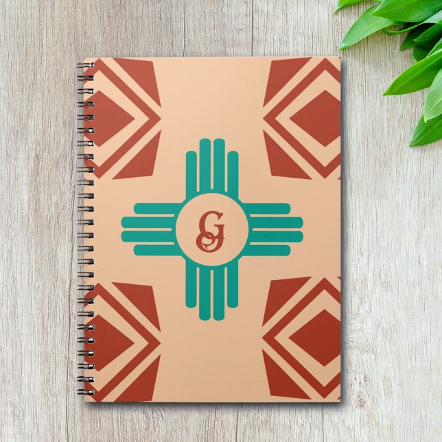 Caderno Espiral Turquesa Zia Tribal Brown Tan (Criador carregado)