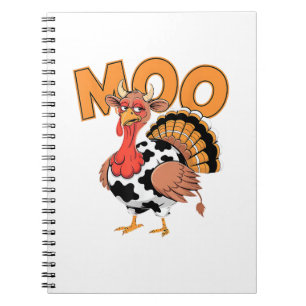 Caderno Espiral Turquia Moo Vaca Figurino Engraçado Ação de Graças