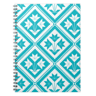 Caderno Espiral Turquoise Floral Quilt Spiral Notebook