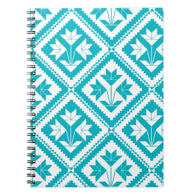 Caderno Espiral Turquoise Floral Quilt Spiral Notebook (Frente)