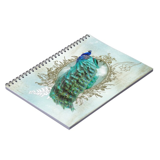 Caderno Espiral Turquoise Shabby Peacock (Left Side)