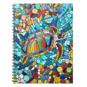 Caderno Espiral Turtle Colorful mosaico art