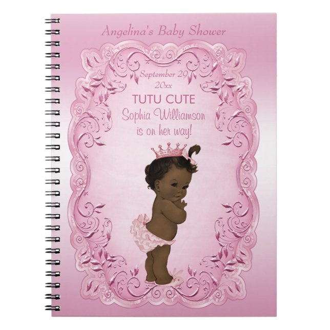 Caderno Espiral Tutu Cute Ethnic Princesa Chá de fraldas Livro Con (Frente)