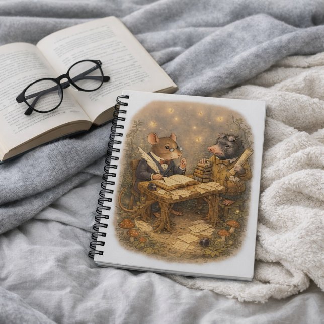 Caderno Espiral Tux & Twitch Woodland Writing Desk (Criador carregado)