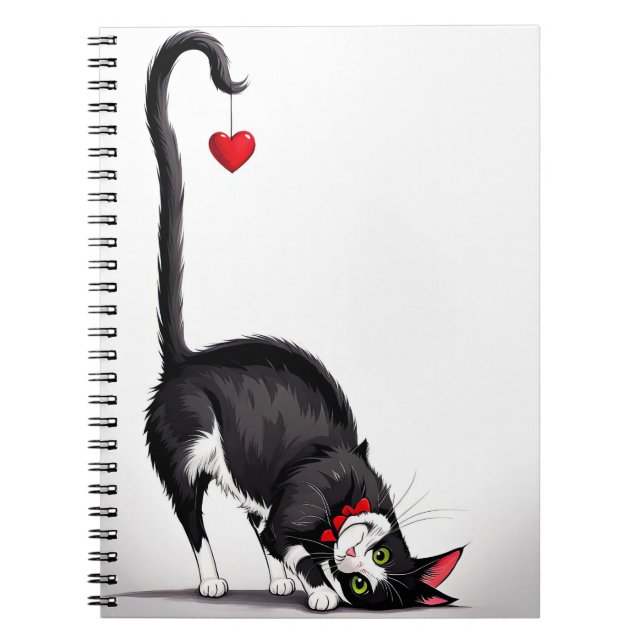 Caderno Espiral Tuxedo Cat com Coração Perigosa (Frente)