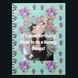 Caderno Espiral Tuxedo Cat Funny Cute Floral Aqua Stripe Notebook<br><div class="desc">Tuxedo Cat Funny Cute Floral Purple Notebook. This notebook would make such a welcome gift for any animal lover. Designed from my original art & photo.</div>