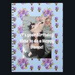 Caderno Espiral Tuxedo Cat Funny Cute Floral Purple Notebook<br><div class="desc">Tuxedo Cat Funny Cute Floral Purple Notebook. This notebook would make such a welcome gift for any animal lover. Designed from my original art & photo.</div>