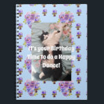 Caderno Espiral Tuxedo Cat Funny Cute Floral Purple Notebook<br><div class="desc">Tuxedo Cat Funny Cute Floral Purple Notebook. This notebook would make such a welcome gift for any animal lover. Designed from my original art & photo.</div>
