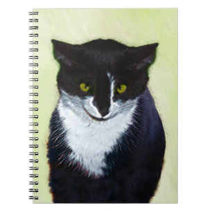 Caderno Espiral Tuxedo Cat Painting - Cute Original Cat Art