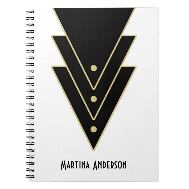 Caderno Espiral Tuxedo Modern Art Deco Personalizado (Frente)