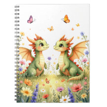 Twin Baby Dragon Fantasy Notebook