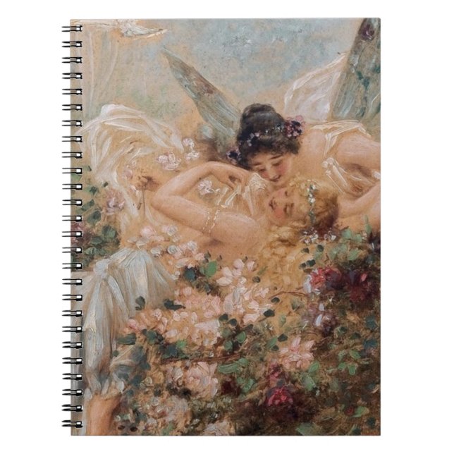 Caderno Espiral Two Fairies Embracing in a Landscape with a Swan (Frente)