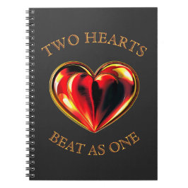 Caderno Espiral Two Hearts Beat As One Soulmate Valentine Black