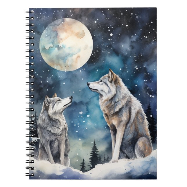 Caderno Espiral Two Wolves in Winter (Frente)