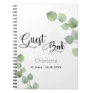 Caderno Espiral Ucalyptus greenery do aniversário do livro convida