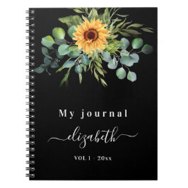 Caderno Espiral Ucalyptus verde-girassol preto