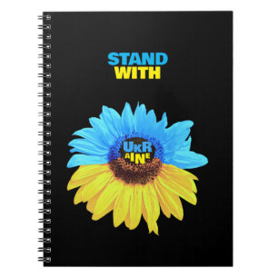 Caderno Espiral Ucrânia: flor da água, girassol, azul-amarelo