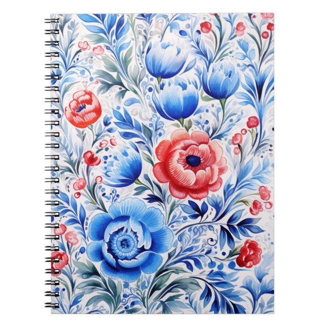 Caderno Espiral Ukrainian folk art pattern (Frente)