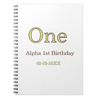 Caderno Espiral um 1º aniversário verde marrom pastel negrito nome