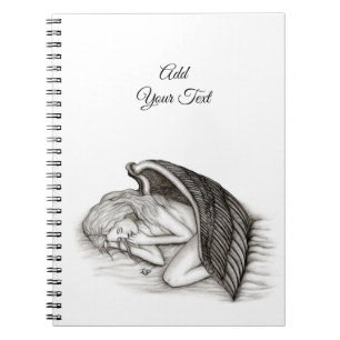 Caderno Espiral Um anjo adormecido, Design preto e branco