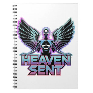 Caderno Espiral Um anjo metálico brilhante com asas, design Y2K