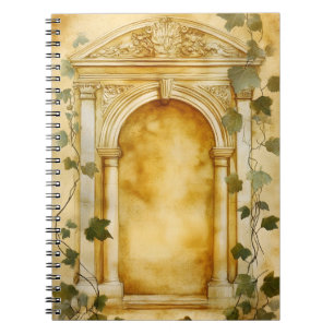 Caderno Espiral Um arco de pedra ornamentado em estilo antigo,