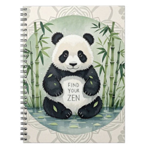 Caderno Espiral Um belo e grande panda Chubby sentado num lótus