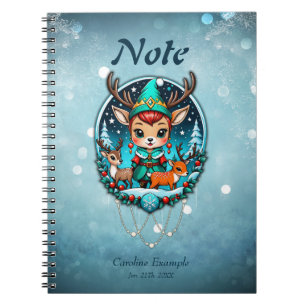 Caderno Espiral Um belo estilo cartoon rener elf