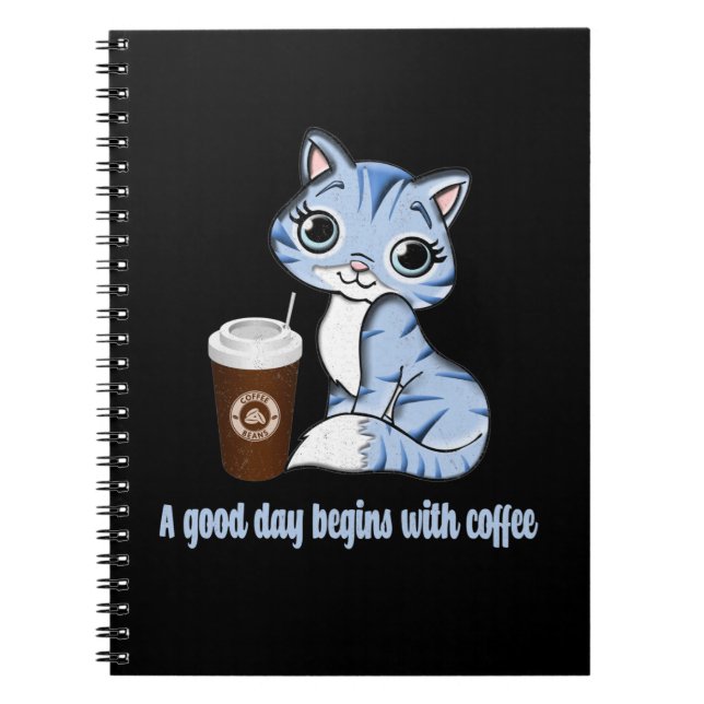 Caderno Espiral Um Bom Dia Começa Com Café | Presente de amante de (Frente)