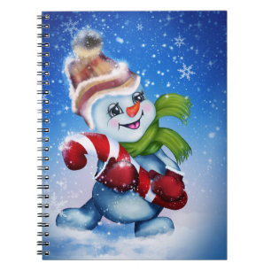 Caderno Espiral Um boneco de neve festivo         