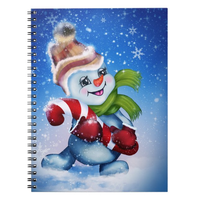 Caderno Espiral Um boneco de neve festivo (Frente)