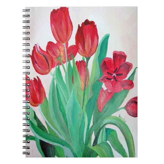 Caderno Espiral Um Buquê de Tulipas Vermelhas (Frente)