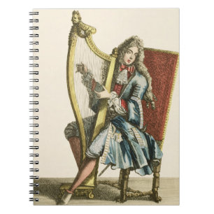 Caderno Espiral Um cavalheiro que joga a harpa (gravura)