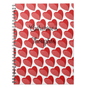 Caderno Espiral Um Coração Vermelho Striped