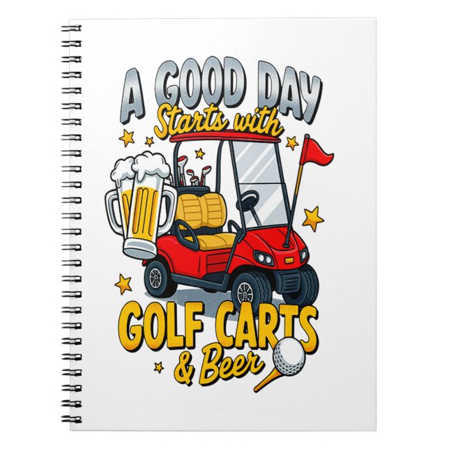 Caderno Espiral Um Dia de Deus começa com Carrinhos de Golfe (Frente)