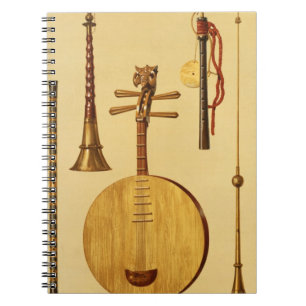 Caderno Espiral Um dizi, um sona, um yueqin, chinês, um hich