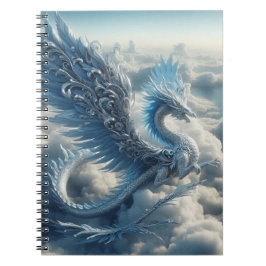 Caderno Espiral Um Dragão Incrível Cercado por Nuvens