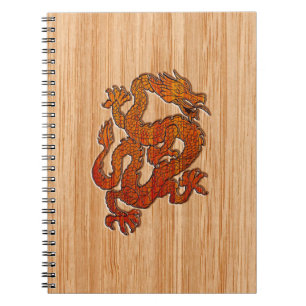 Caderno Espiral Um dragão no bambu oriental