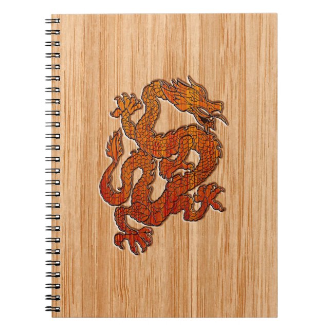 Caderno Espiral Um dragão vermelho no bambu gosta (Frente)
