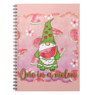Caderno Espiral Um em um melão   Gnomo Verde e Melancia