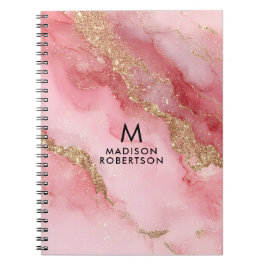 Caderno Espiral Um fundo de mármore rosa luxuoso