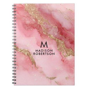 Caderno Espiral Um fundo de mármore rosa luxuoso