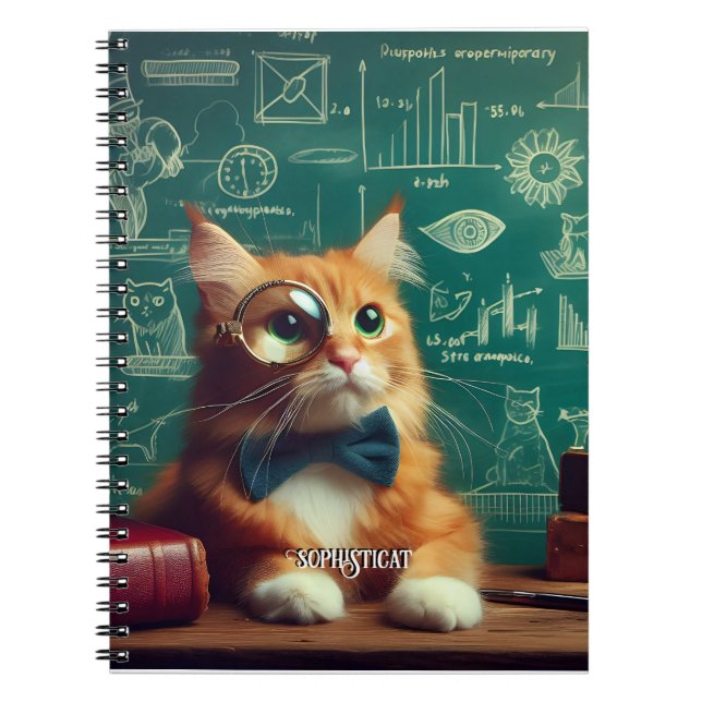 Caderno Espiral Um gato vestindo um monóculo II (Frente)