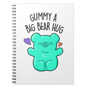 Caderno Espiral Um Grande Abraço de Urso Gummy Doce Engraçado Pun