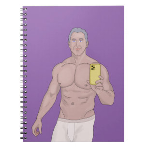 Caderno Espiral Um homem com cabelos de cinza muscular a fazer sel
