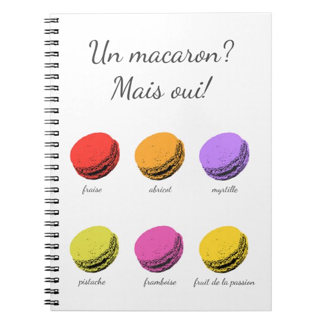Caderno Espiral Um macarão? Mais oui! (Frente)