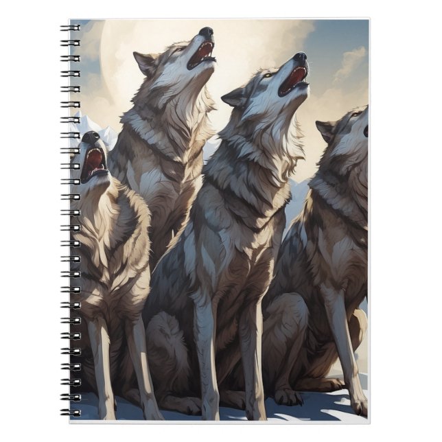 Caderno Espiral Um majestoso design travesseiro decorativo de lobo (Frente)