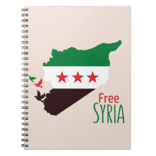 Caderno Espiral Um mapa da Síria com a bandeira da Revolução