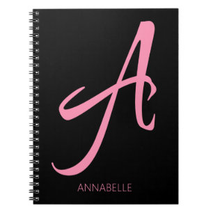 Caderno Espiral Um Monograma - Rosa Personalizado